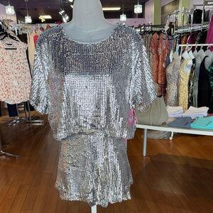 Silver Sequin Women's Top